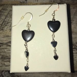 Vintage Black Heart Earrings